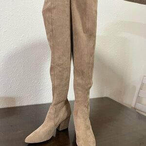 Elegant Tan Suede Knee-High Boots